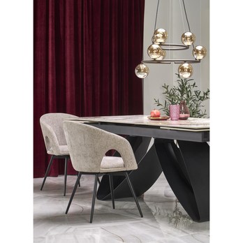 Jedálenský stôl HALORAU biely mramor/čierna 11