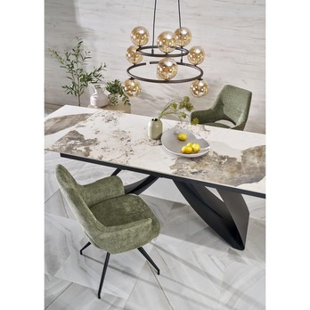 Jedálenský stôl HALORAU biely mramor/čierna 12