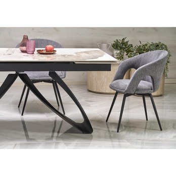 Jedálenský stôl HALORAU biely mramor/čierna 13