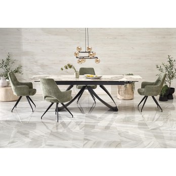 Jedálenský stôl HALORAU biely mramor/čierna 14