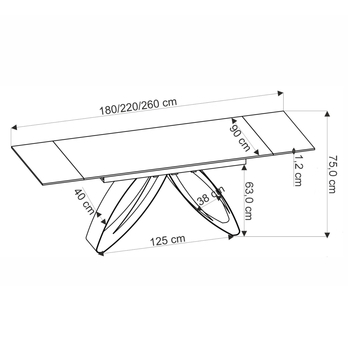 Jedálenský stôl HALORAU biely mramor/čierna 15