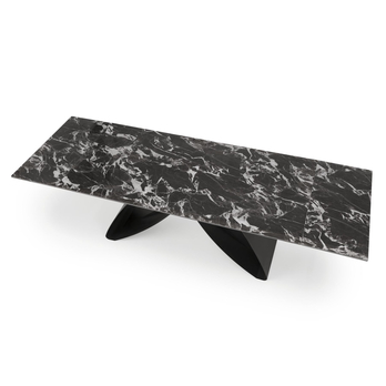 Jedálenský stôl HALORAU čierny mramor/čierna 6