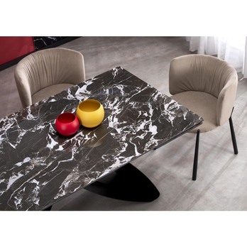 Jedálenský stôl HALORAU čierny mramor/čierna 11