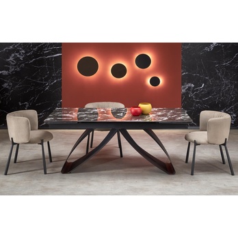 Jedálenský stôl HALORAU čierny mramor/čierna 12