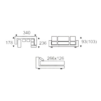Sedacia súprava HAMILTON IV ľavá, sivá 4