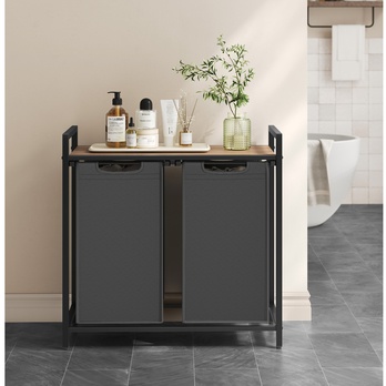 Kôš na bielizeň HAMPER sivá/svetlohnedá 3