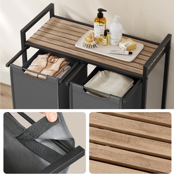 Kôš na bielizeň HAMPER sivá/svetlohnedá 4