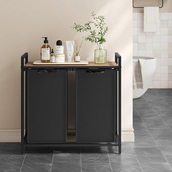 Kôš na bielizeň HAMPER čierna/svetlohnedá 3