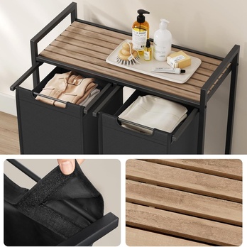 Kôš na bielizeň HAMPER čierna/svetlohnedá 4