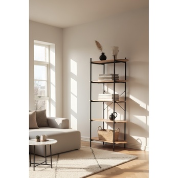 Regál  HANOI I čierna/dub artisan 1