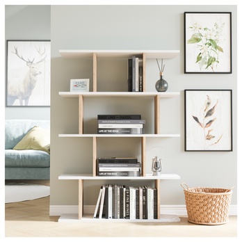 Regál  HARMON biela/dub 2