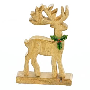Dekorácia jeleň s cezmínou HATTIE drevo, výška 22 cm 2