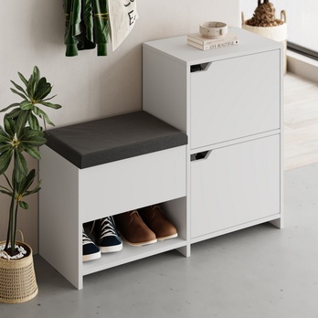 Skrinka na topánky s lavicou HAVEN biela 2