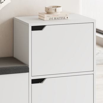 Skrinka na topánky s lavicou HAVEN biela 4