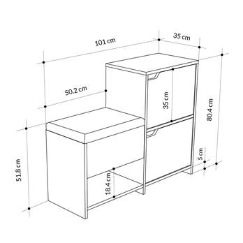 Skrinka na topánky s lavicou HAVEN biela 5