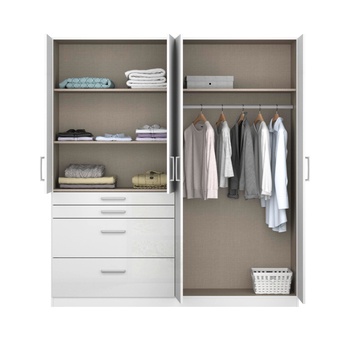 Šatníková skriňa HAYDEN alpská biela, 4 dvere, 2 zrkadlá 2