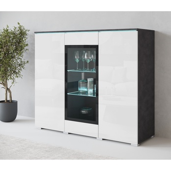 Komoda HECTOR matera/biela vysoký lesk 1