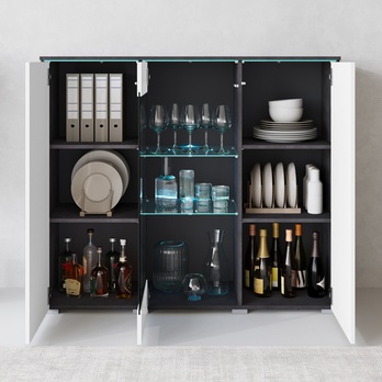 Komoda HECTOR matera/biela vysoký lesk 2