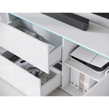 TV komoda HECTOR biela/biela vysoký lesk 3