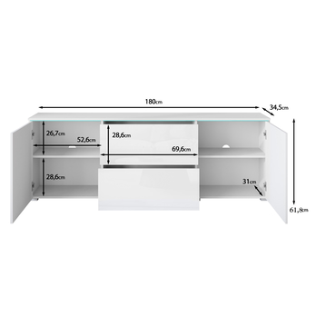 TV komoda HECTOR biela/biela vysoký lesk 6