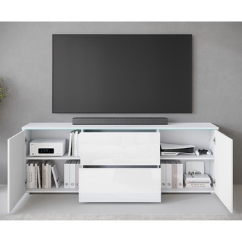 TV komoda HECTOR biela/biela vysoký lesk 2