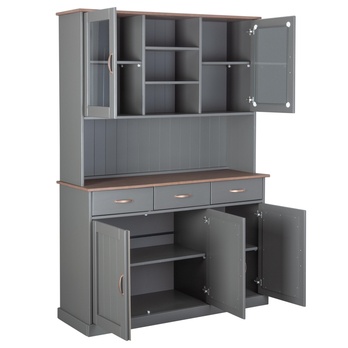 Komoda/vitrína HENRIETTA sivá/hnedá 2