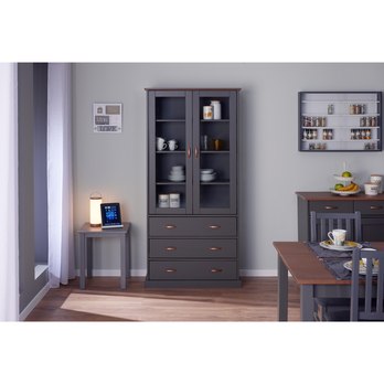 Vitrína HENRIETTA sivá/hnedá 1