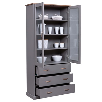 Vitrína HENRIETTA sivá/hnedá 2