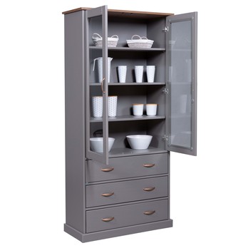 Vitrína HENRIETTA sivá/hnedá 3