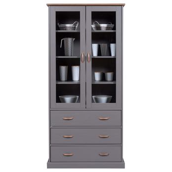 Vitrína HENRIETTA sivá/hnedá 4