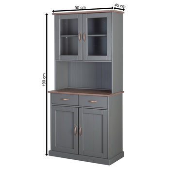 Komoda/vitrína HENRIETTA sivá/hnedá 7