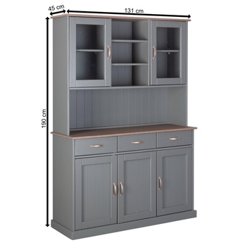 Komoda/vitrína HENRIETTA sivá/hnedá 7