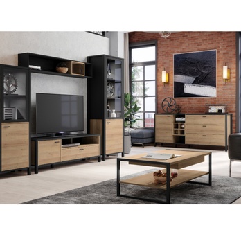 TV komoda HIGH ROCK 1 čierna/dub riviéra 1