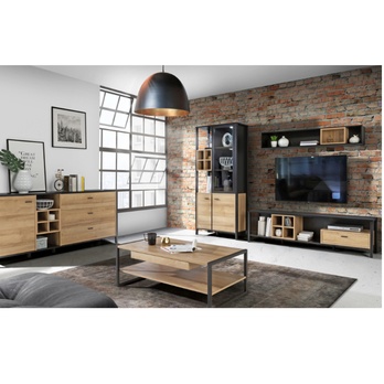 TV komoda HIGH ROCK 2 čierna/dub riviéra 1