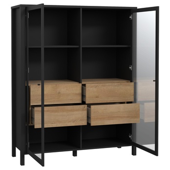 Vitrína HIGH ROCK 7 čierna/dub riviéra 2