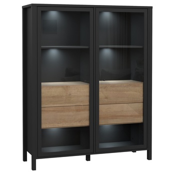 Vitrína HIGH ROCK 7 čierna/dub riviéra 6