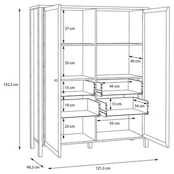 Vitrína HIGH ROCK 7 čierna/dub riviéra 7