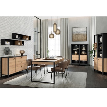 Vitrína HIGH ROCK 7 čierna/dub riviéra 1