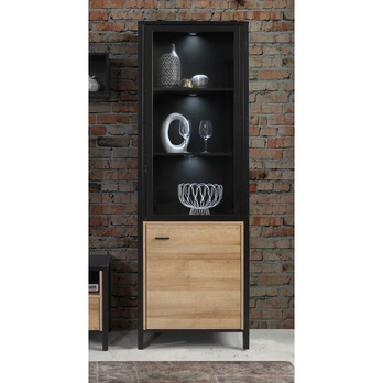 Vitrína HIGH ROCK 8 čierna/dub riviéra 7