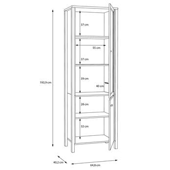 Vitrína HIGH ROCK 8 čierna/dub riviéra 8