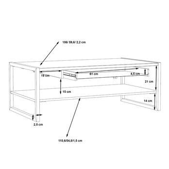 Konferenčný stolík HIGH ROCK dub riviéra 5
