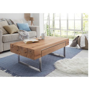 Konferenčný stolík HINCKLEY dub/nehrdzavejúca oceľ 1