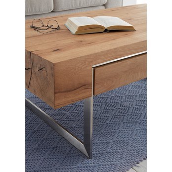 Konferenčný stolík HINCKLEY dub/nehrdzavejúca oceľ 6