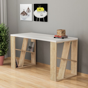 Písací stôl HONEY biela/dub 1