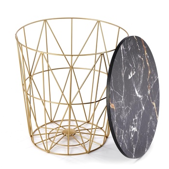 Prístavný stolík HORASSO 2 čierny mramor/zlatá 1