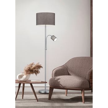 Stojacia lampa HOTEL matný nikel/sivá 1