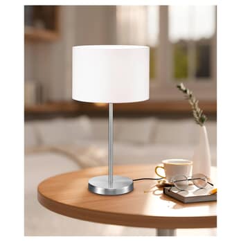 Stolná lampa HOTEL biela/nikel, priemer 30 cm 1