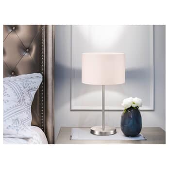 Stolná lampa HOTEL biela/nikel, priemer 30 cm 2