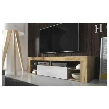 TV stolík HUGO  dub wotan/biela lesklá, 160 cm 1