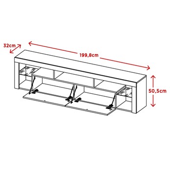 TV stolík HUGO dub wotan/biela lesklá, šírka 200 cm 3
